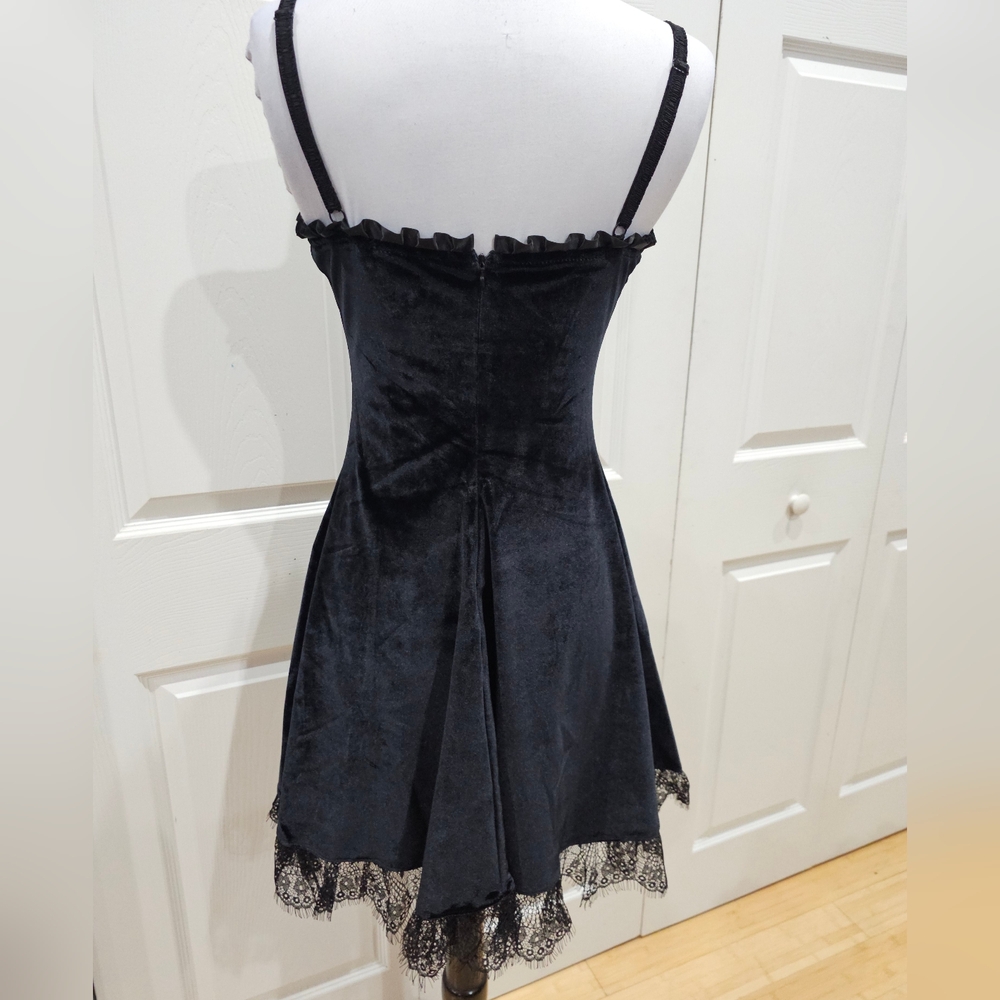 Dolks Kill Widow Goth Witchy Midnight Blind Faith Black Velvet Sexy Mini Dress S - Picture 7 of 8